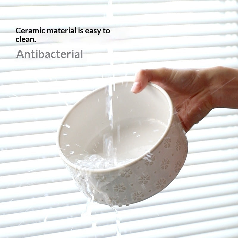 Ceramic Large-sized Elevated Anti-spill Bowl